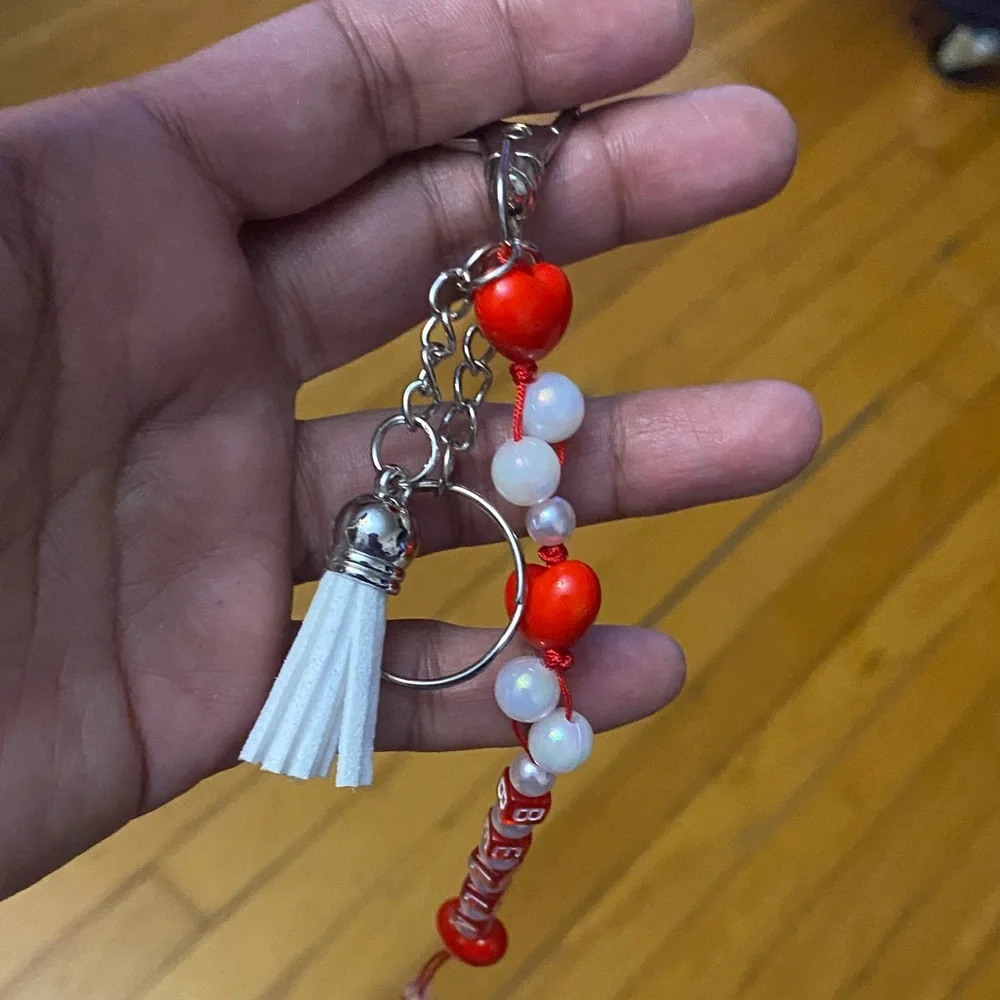 Keychain beaded purse charm with personalized Name Bella